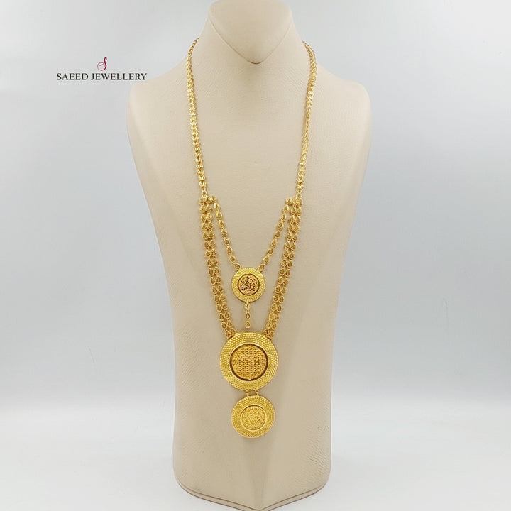 Sun Long Necklace Made of 21K Gold by Saeed Jewelry 