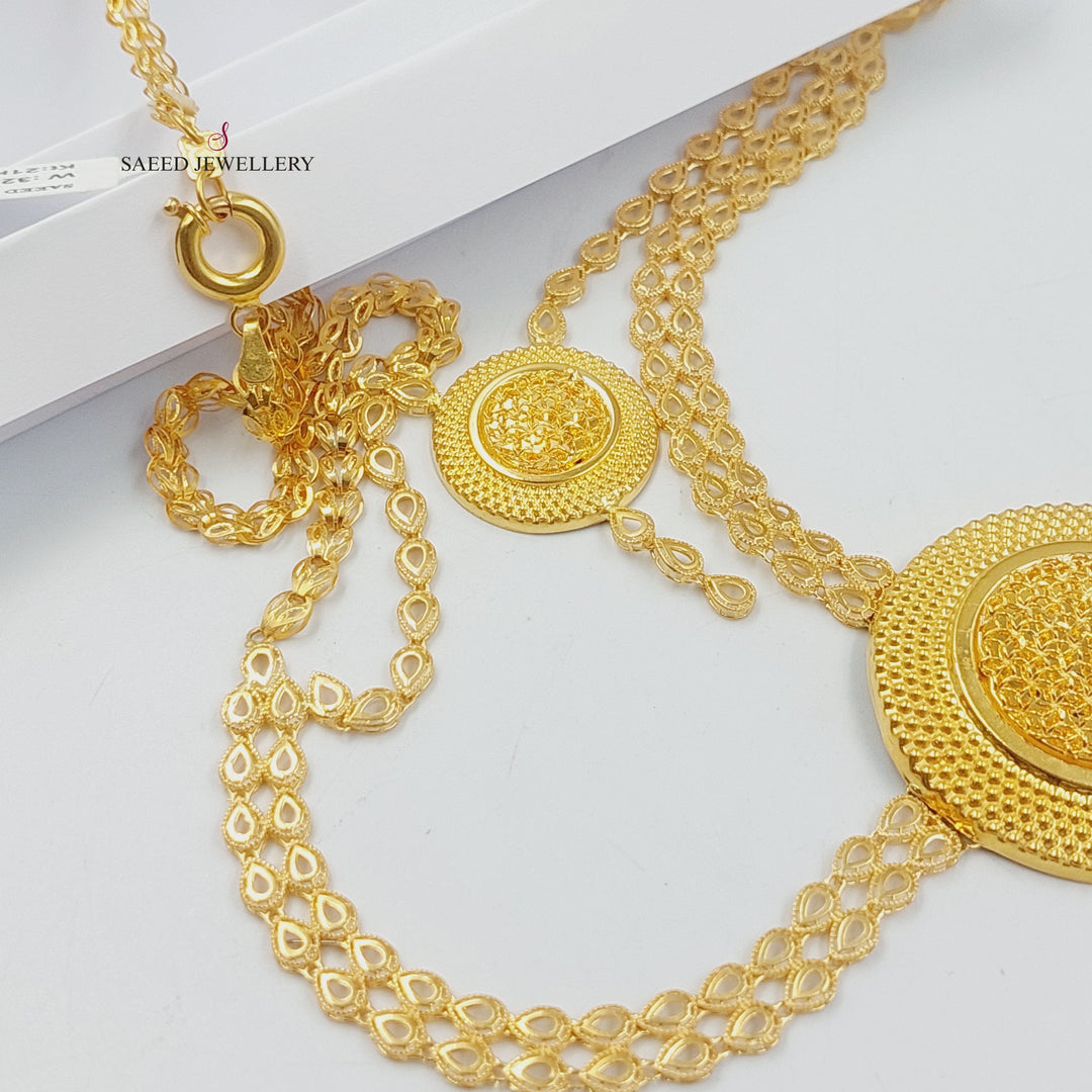 Sun Long Necklace Made of 21K Gold by Saeed Jewelry 