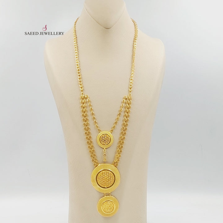 Sun Long Necklace Made of 21K Gold by Saeed Jewelry 