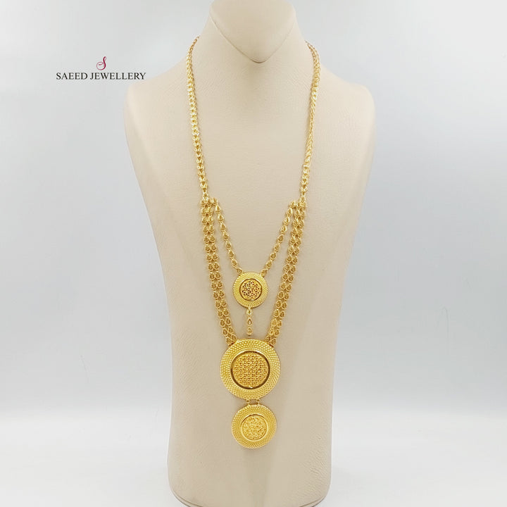 Sun Long Necklace Made of 21K Gold by Saeed Jewelry 