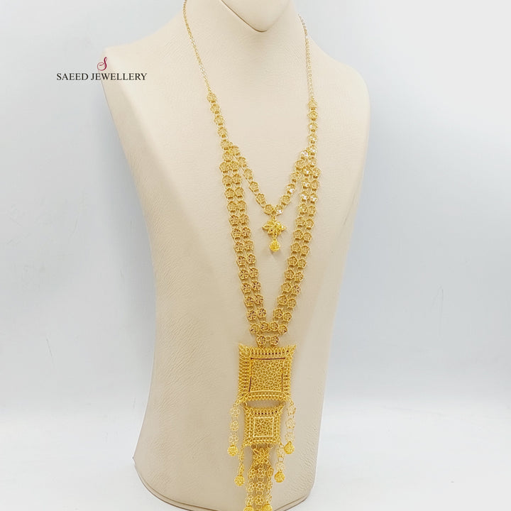 21K Gold Bahraini Long Necklace by Saeed Jewelry - Image 4