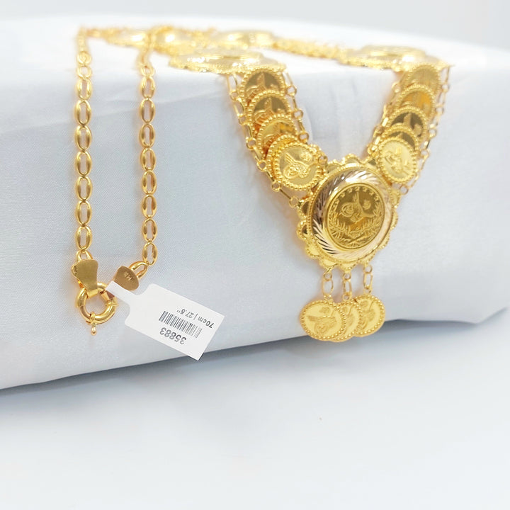 Print Rashadi Long Necklace Made of 21K Gold by Saeed Jewelry 