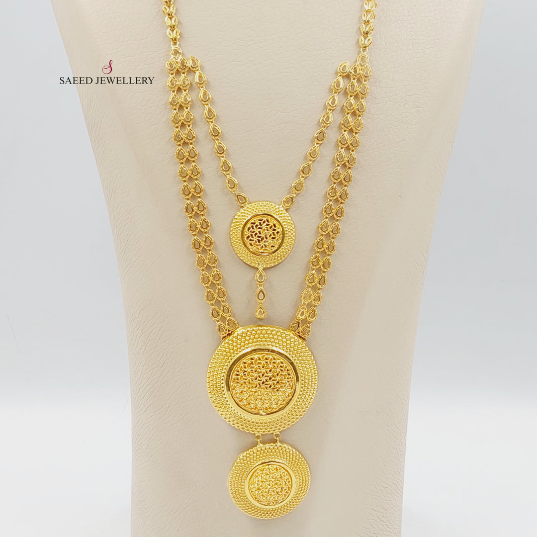 Sun Long Necklace Made of 21K Gold by Saeed Jewelry 