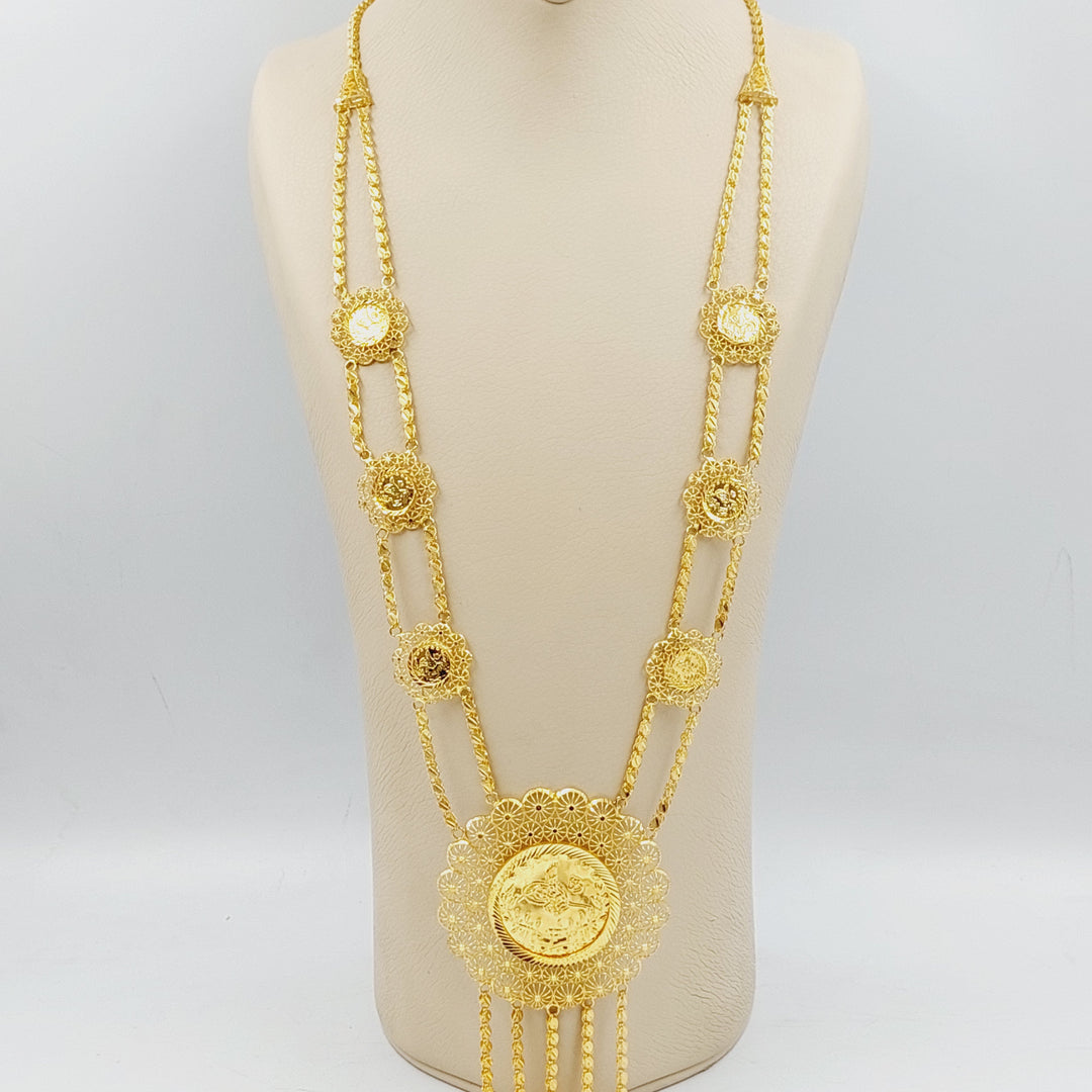 21K Gold Rashadi Long Necklace by Saeed Jewelry - Image 3