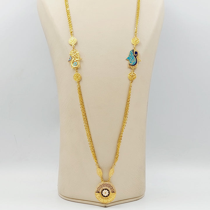 21K Gold Enameled & Zircon Studded Deluxe Long Necklace by Saeed Jewelry - Image 2