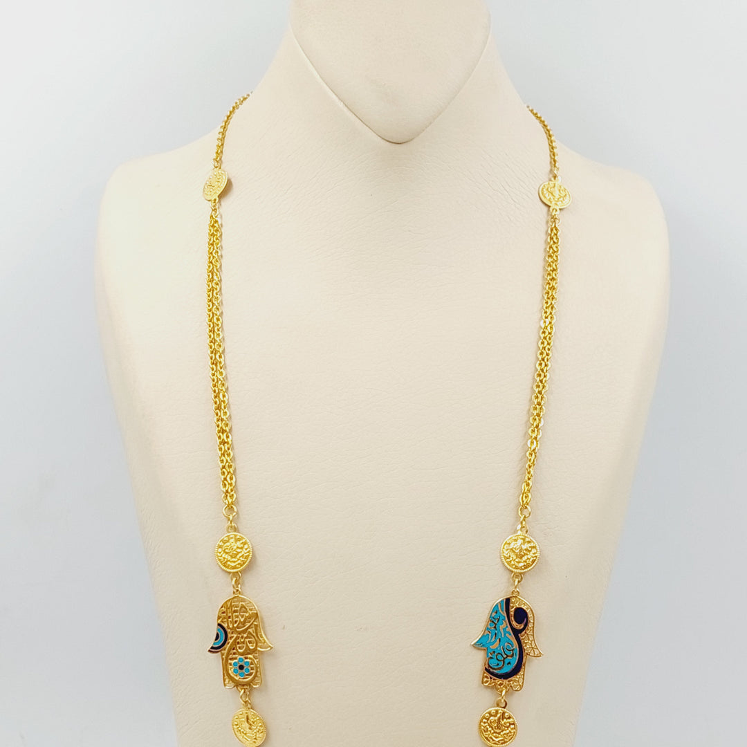 21K Gold Enameled & Zircon Studded Deluxe Long Necklace by Saeed Jewelry - Image 3