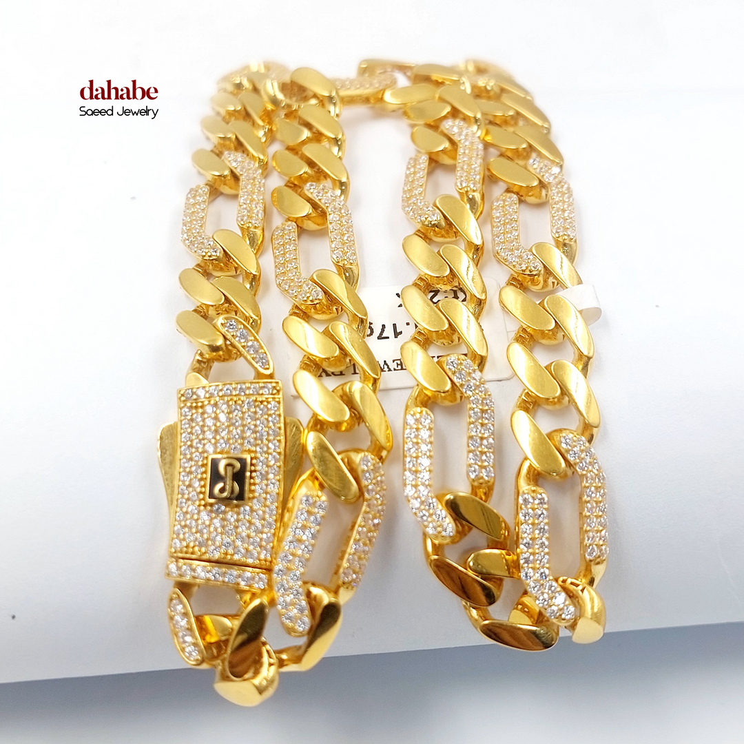 21K عقد جنزير مرصع-مجوهرات الشيخ سعيد-Saeed Jewelry 