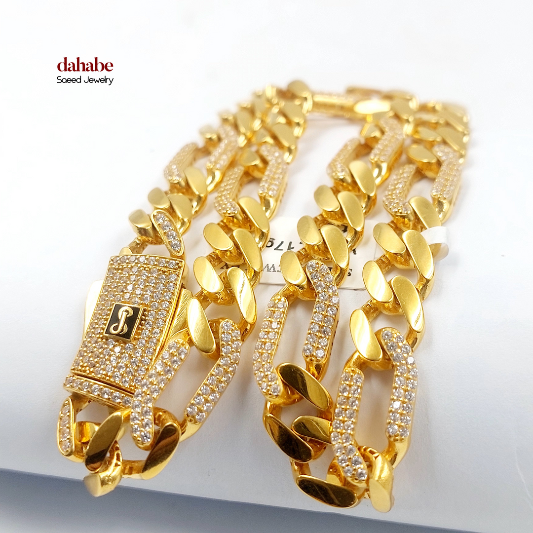 21K عقد جنزير مرصع-مجوهرات الشيخ سعيد-Saeed Jewelry 