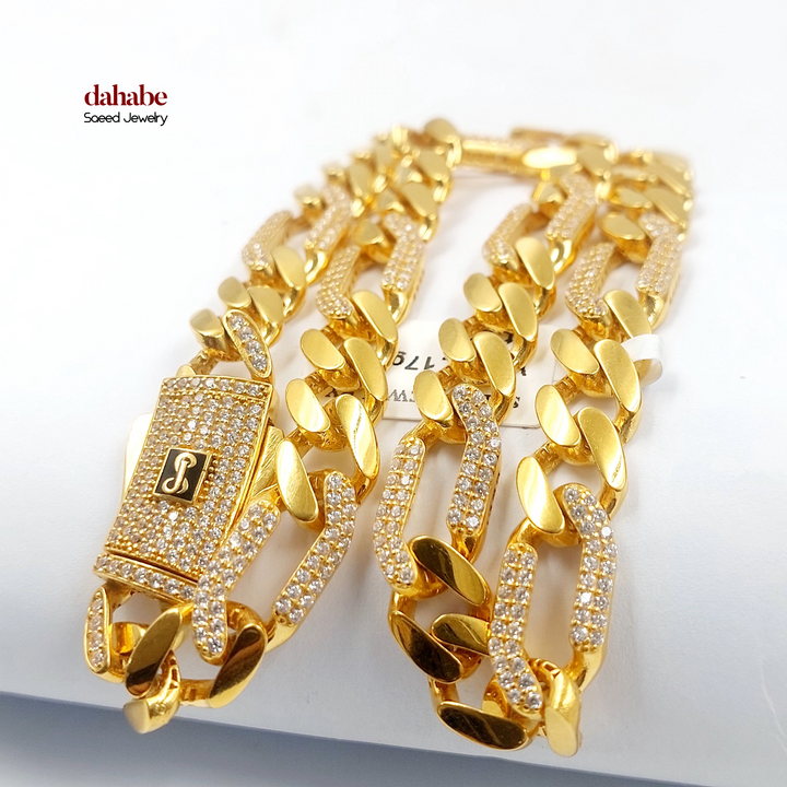 21K عقد جنزير مرصع-مجوهرات الشيخ سعيد-Saeed Jewelry 
