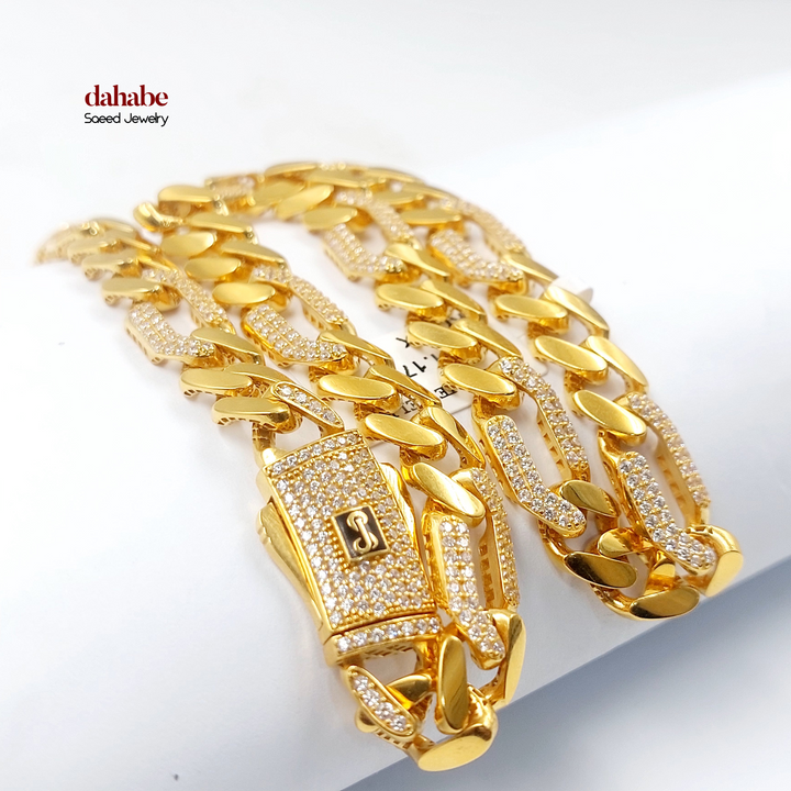 21K عقد جنزير مرصع-مجوهرات الشيخ سعيد-Saeed Jewelry 