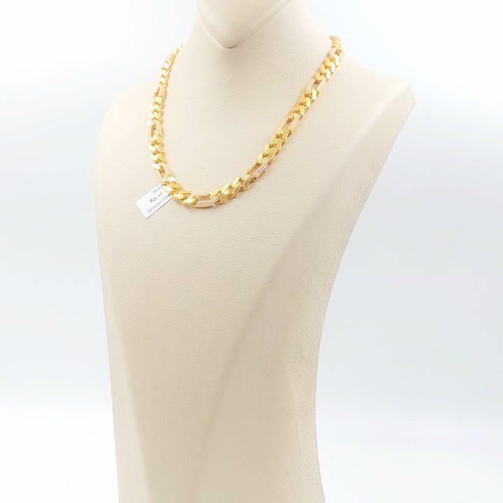 Zircon Studded Cuban Links Necklace Made of 21K Gold by Saeed Jewelry 