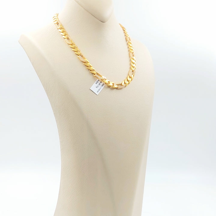 Zircon Studded Cuban Links Necklace Made of 21K Gold by Saeed Jewelry 