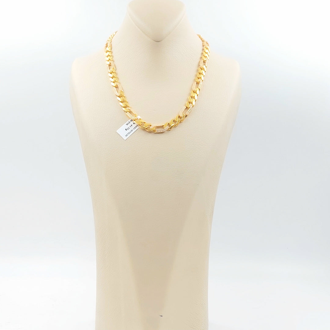 Zircon Studded Cuban Links Necklace Made of 21K Gold by Saeed Jewelry 