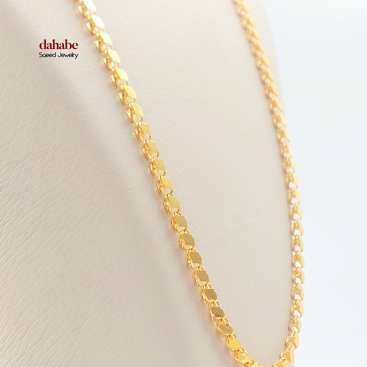 4mm Jarir Halabi Necklace Made of 21K Gold by Saeed Jewelry 