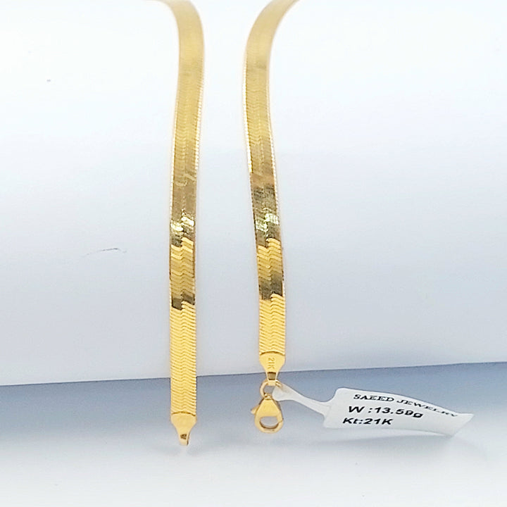 5mm Snake Necklace Made of 21K Gold by Saeed Jewelry 