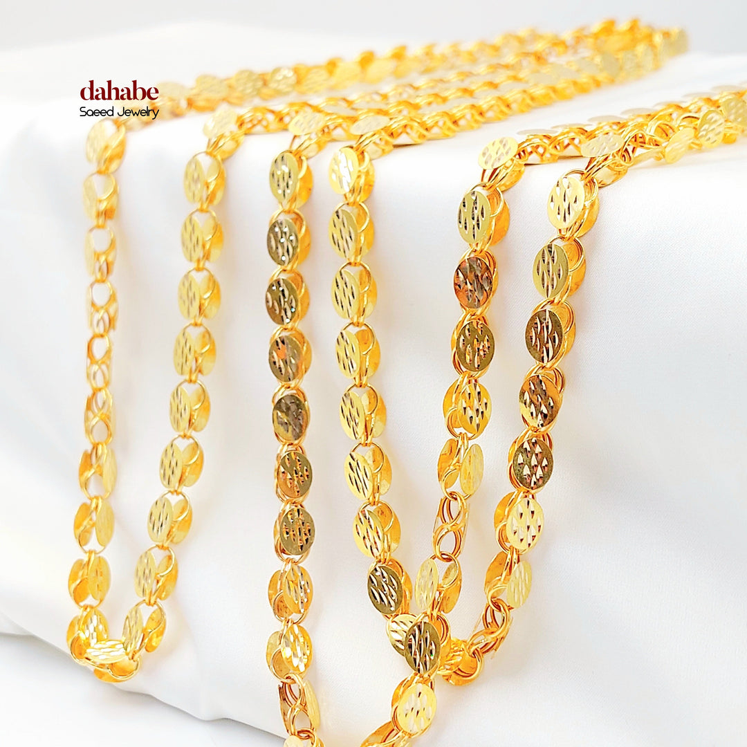 6.5mm Jarir Halabi Necklace Made of 21K Gold by Saeed Jewelry 