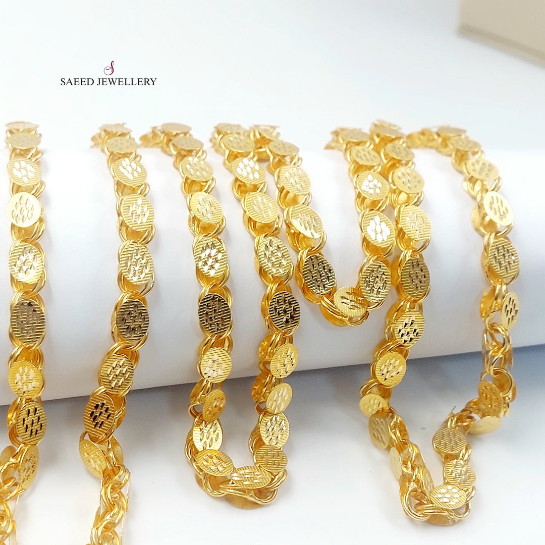6mm Jarir Halabi Necklace Made of 21K Gold by Saeed Jewelry 