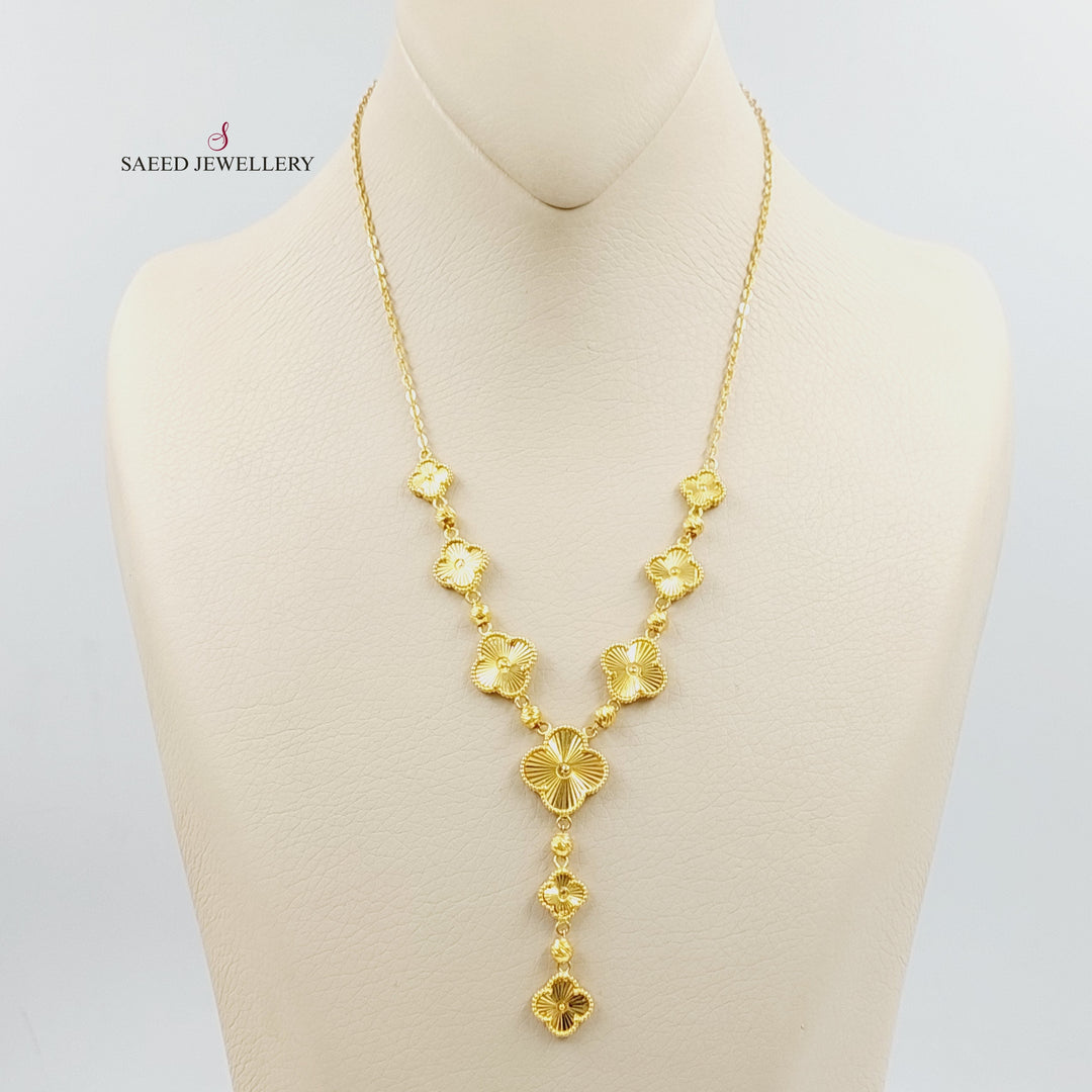 21K Gold Balls Clover Necklace by Saeed Jewelry - Image 3