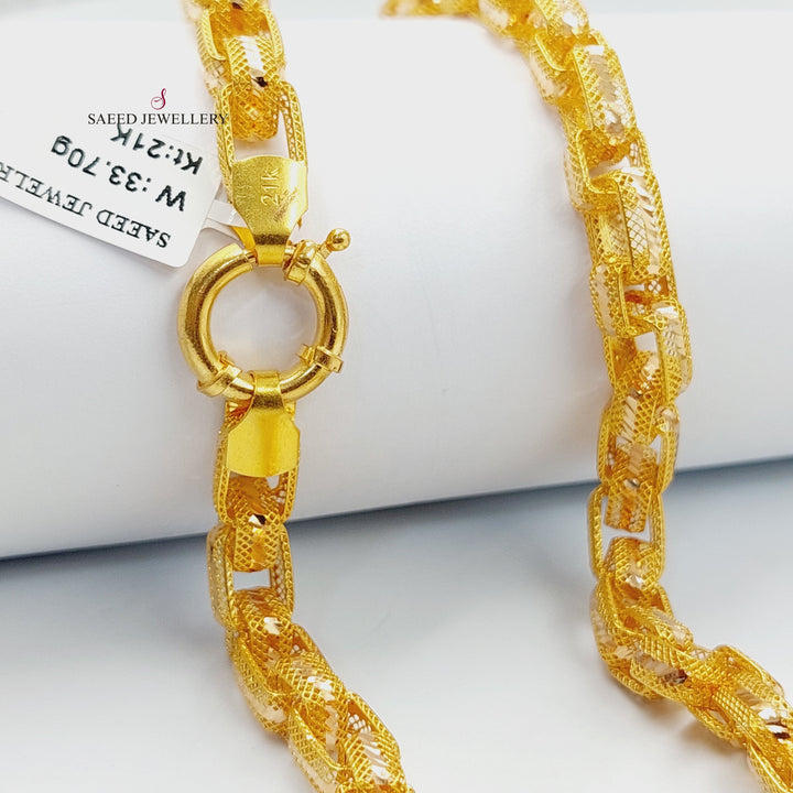 21K Gold Cuban Links Necklace by Saeed Jewelry - Image 3