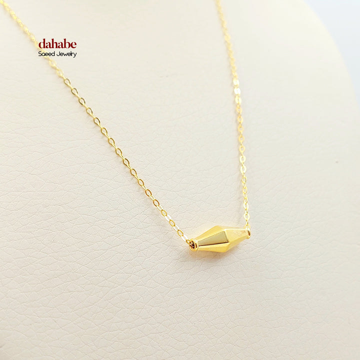 21K Gold Faceted Olive Bead Necklace