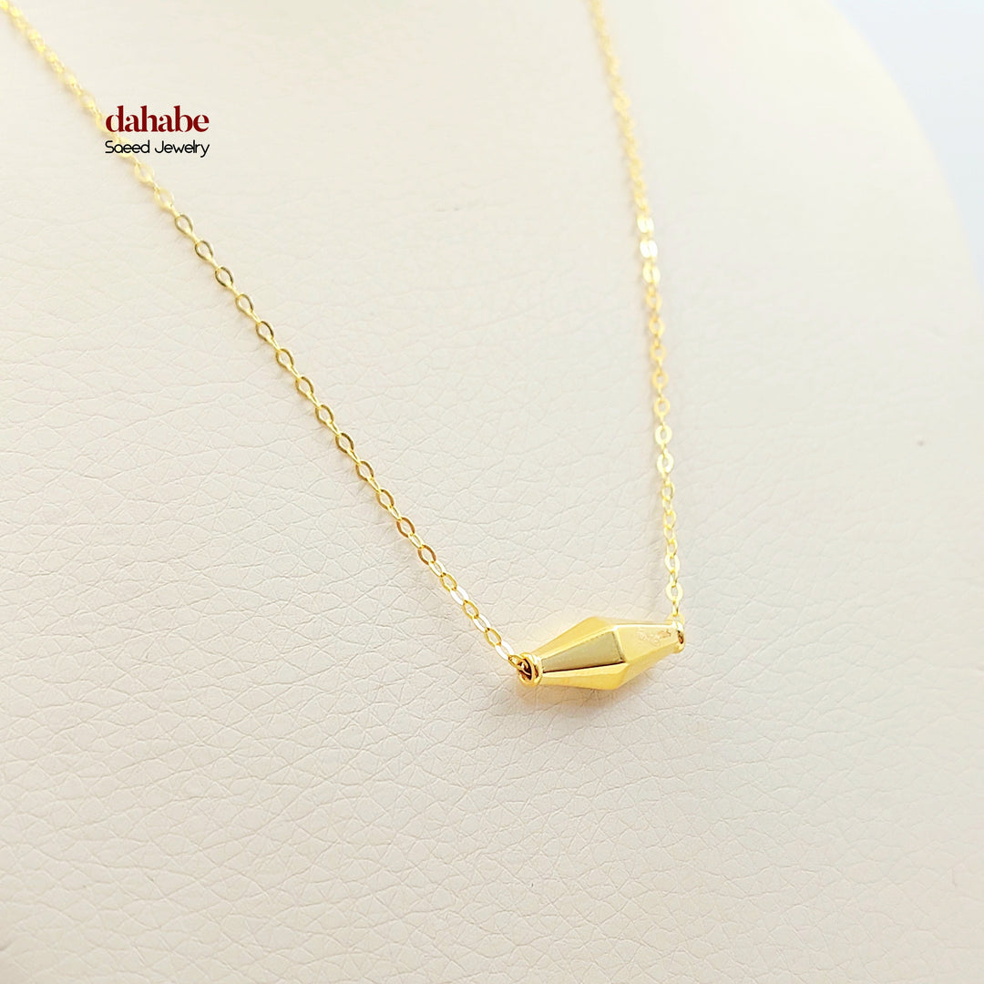 21K Gold Faceted Olive Bead Necklace
