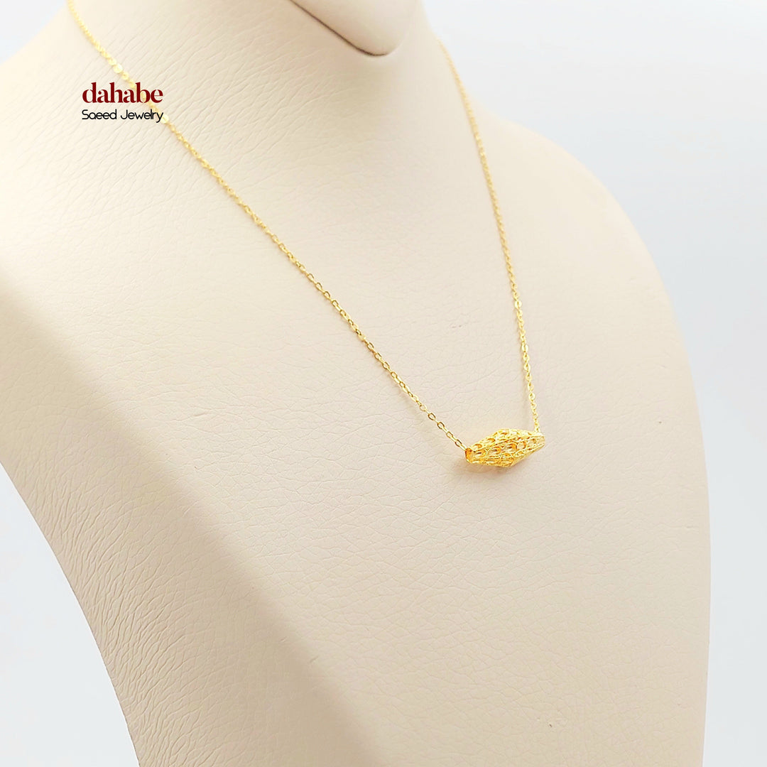 21K Gold Filigree Olive Bead Necklace