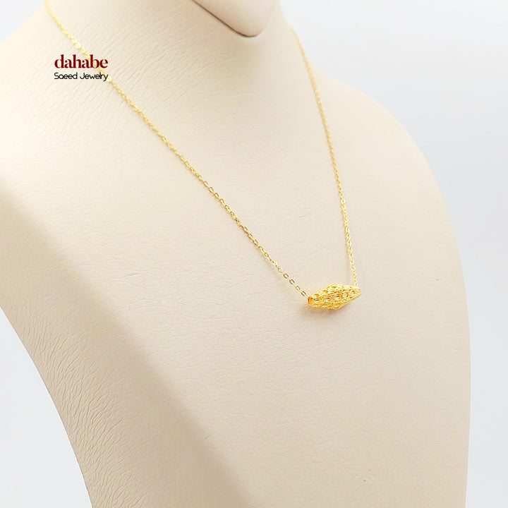 21K Gold Filigree Olive Bead Necklace