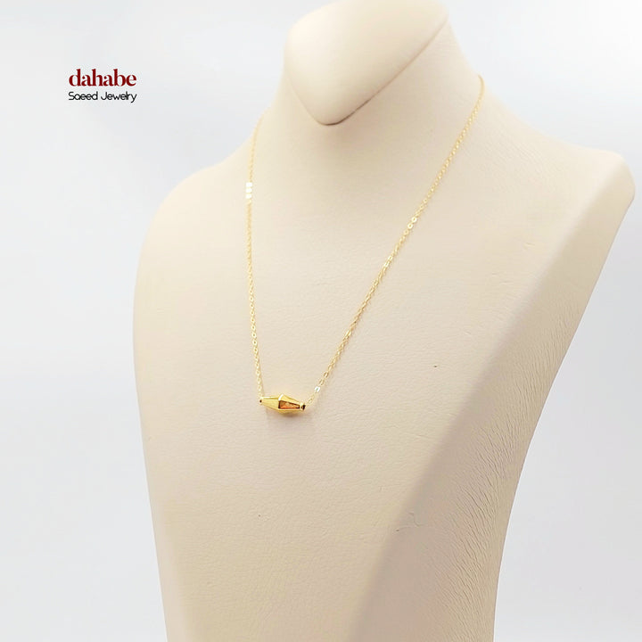 21K Gold Faceted Olive Bead Necklace