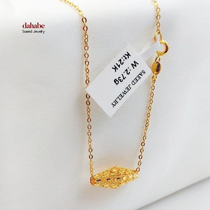 21K Gold Filigree Olive Bead Necklace