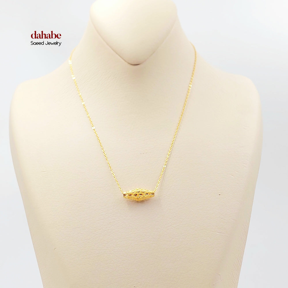 21K Gold Filigree Olive Bead Necklace