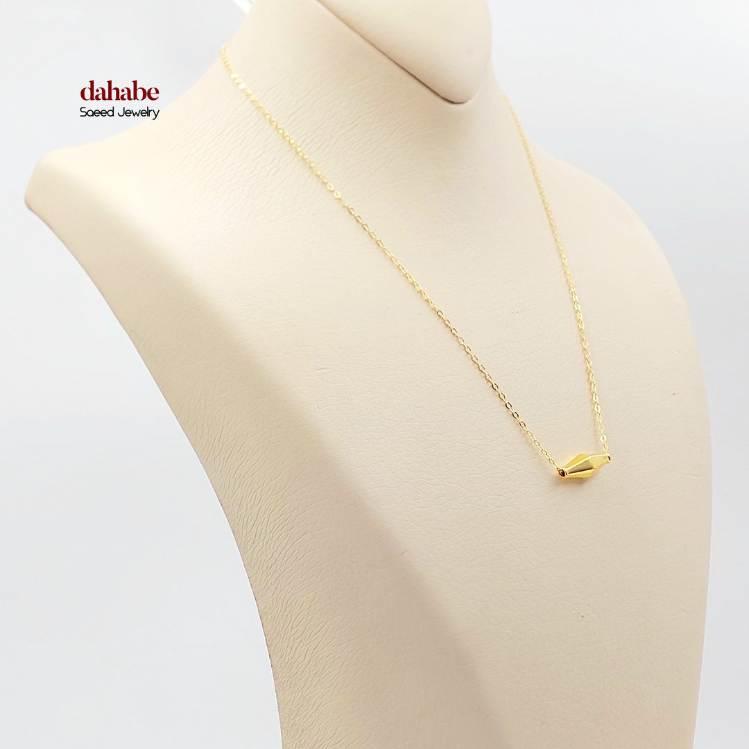 21K Gold Faceted Olive Bead Necklace