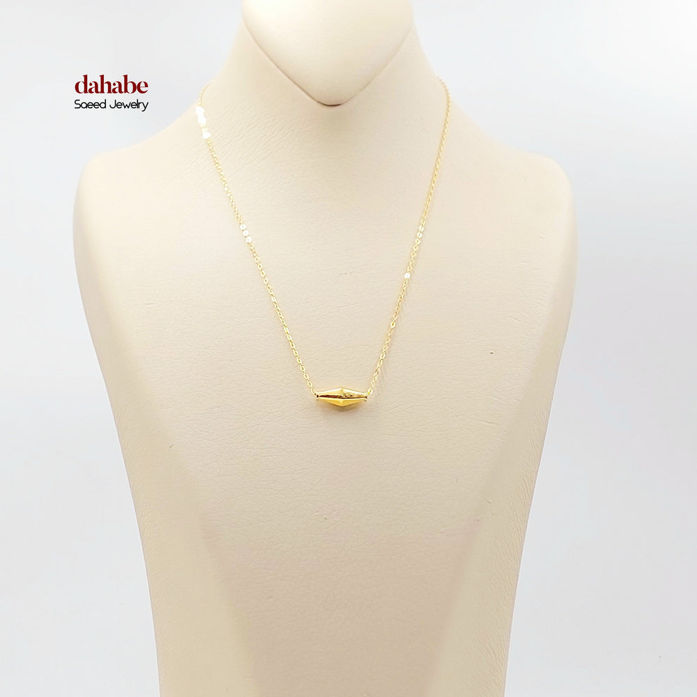 21K Gold Faceted Olive Bead Necklace
