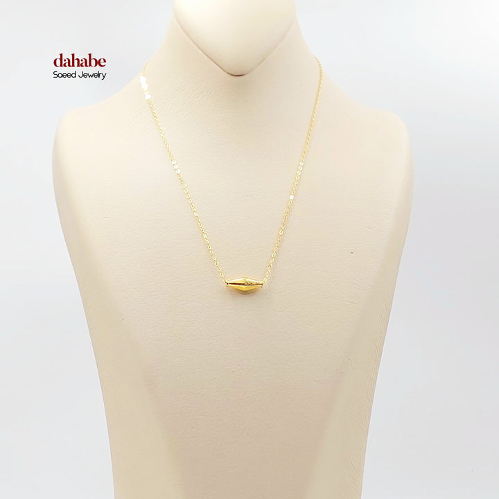 21K Gold Faceted Olive Bead Necklace