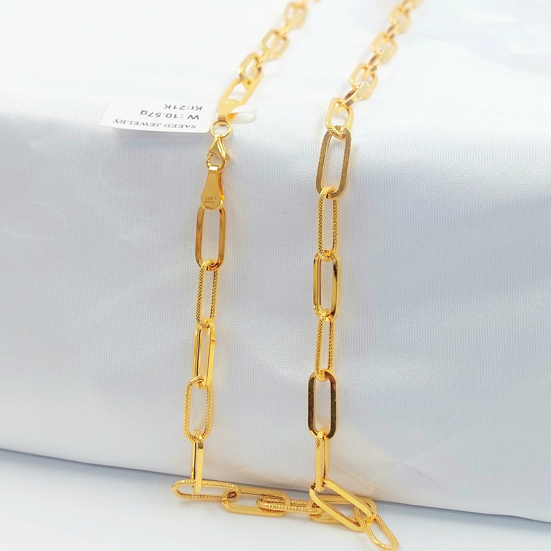 Deluxe Paperclip Necklace Made of 21K Gold by Saeed Jewelry 