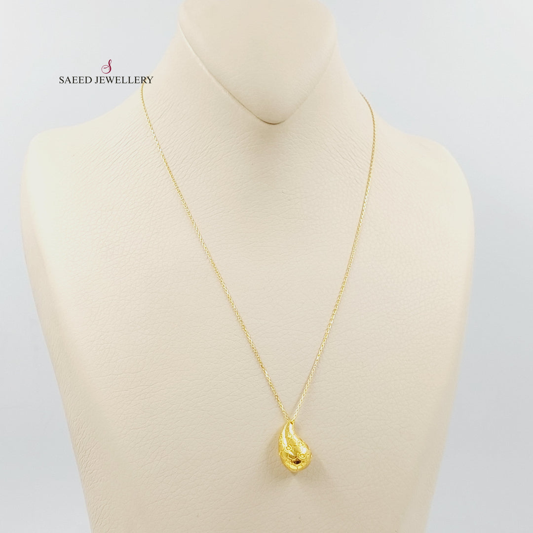 21K Gold Deluxe Almond Necklace by Saeed Jewelry - Image 3