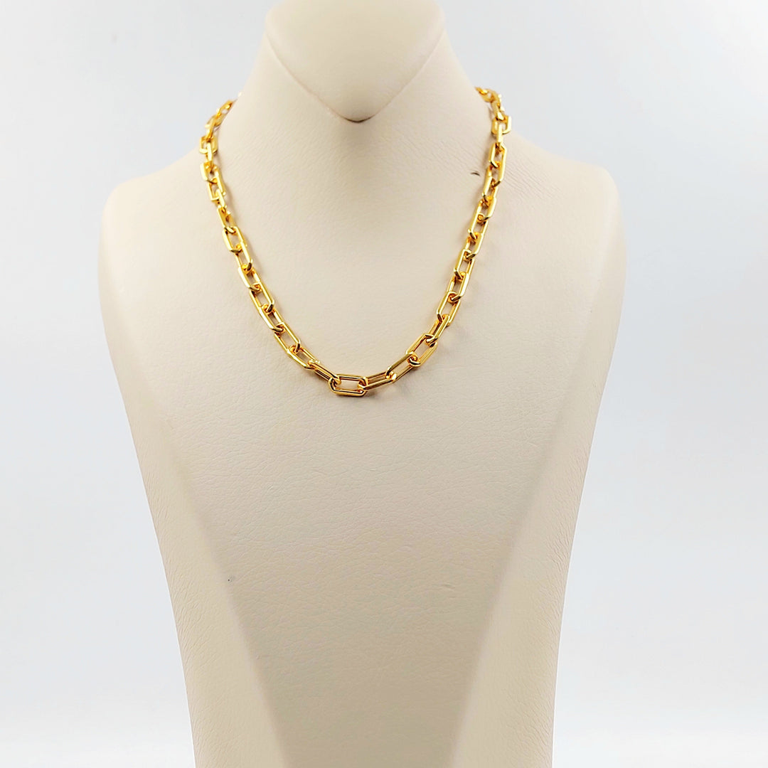 Enameled & Zircon Studded Paperclip Necklace Made of 21K Gold by Saeed Jewelry 