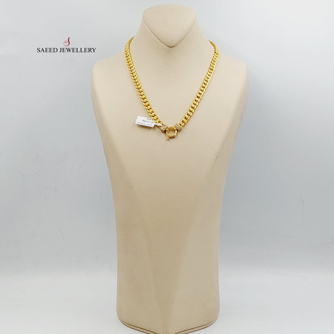 21K Gold Enameled & Zircon Studded Cuban Links Necklace by Saeed Jewelry - Image 5