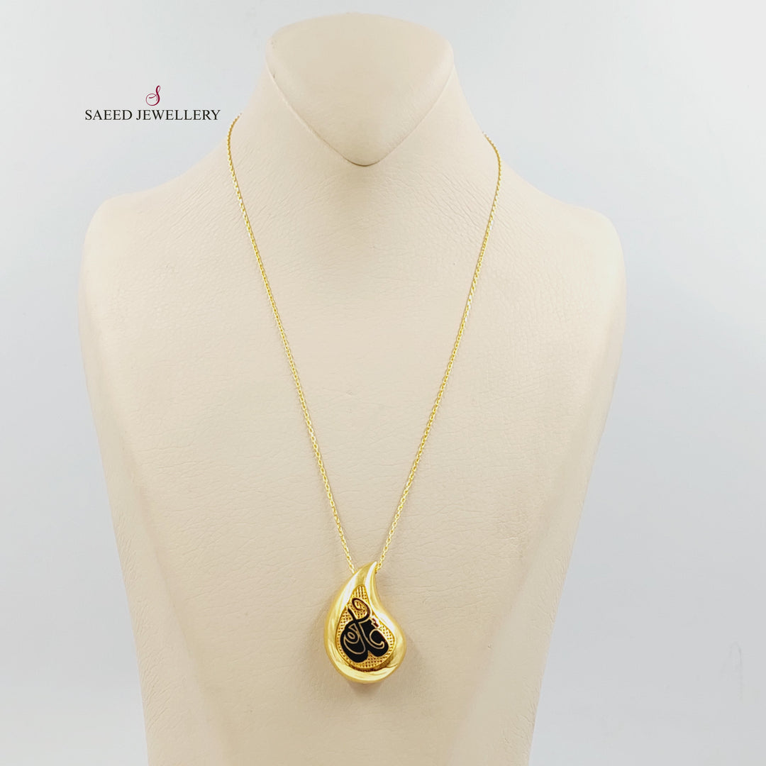 Enameled Almond Necklace Made of 21K Gold by Saeed Jewelry 