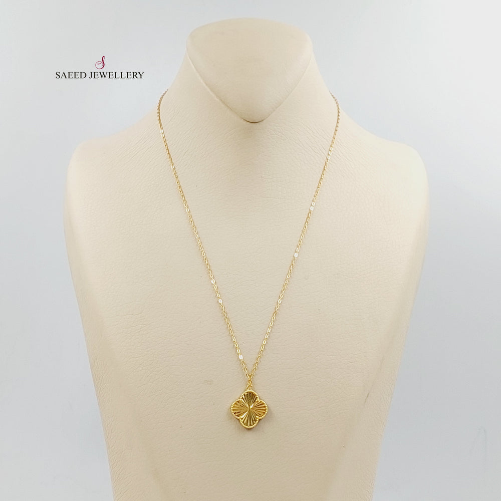 21K Gold Enameled Clover Necklace by Saeed Jewelry - Image 2