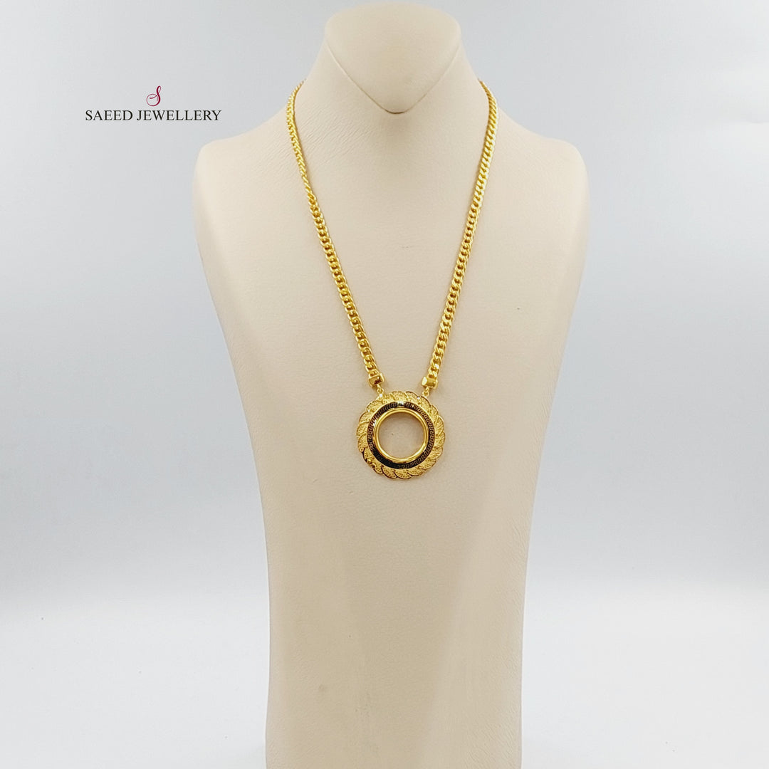 Enameled Frame Necklace Made of 21K Gold by Saeed Jewelry 