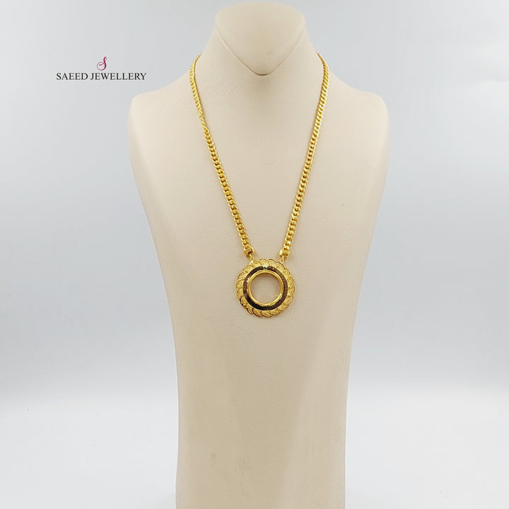 Enameled Frame Necklace Made of 21K Gold by Saeed Jewelry 
