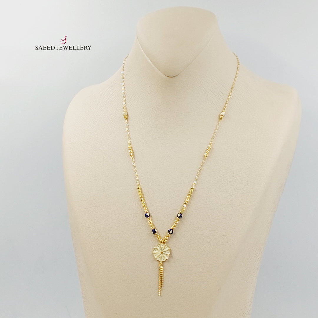 21K Gold Enameled Rose Necklace by Saeed Jewelry - Image 5