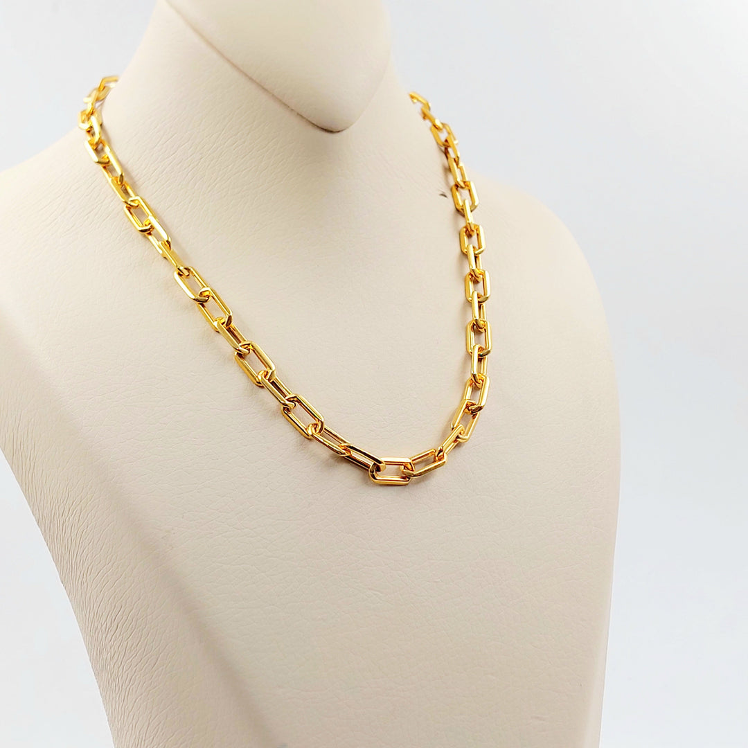 Enameled & Zircon Studded Paperclip Necklace Made of 21K Gold by Saeed Jewelry 