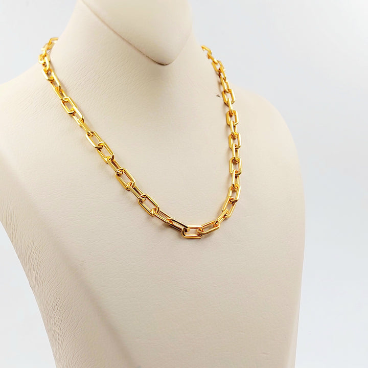 Enameled & Zircon Studded Paperclip Necklace Made of 21K Gold by Saeed Jewelry 