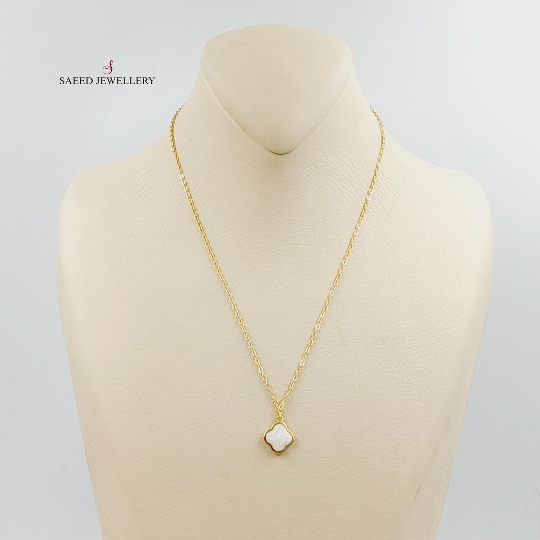 21K Gold Enameled Clover Necklace by Saeed Jewelry - Image 1