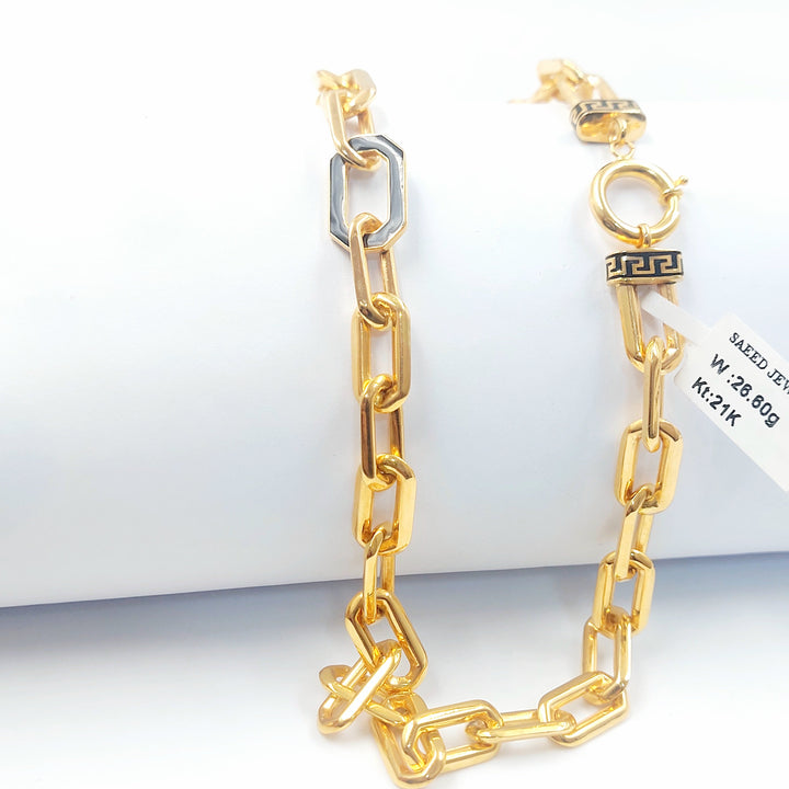 Enameled Paperclip Necklace Made of 21K Gold by Saeed Jewelry 