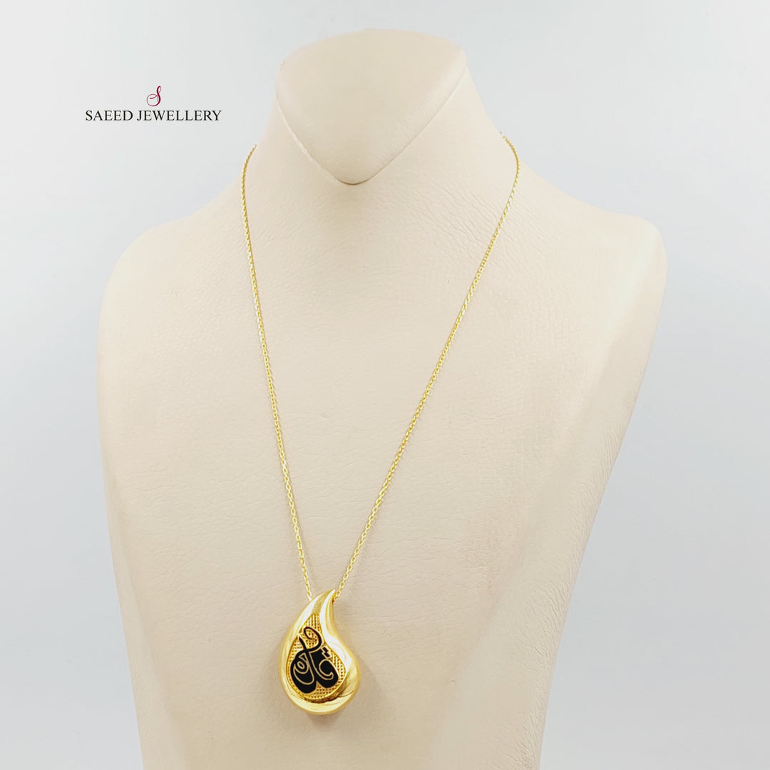 Enameled Almond Necklace Made of 21K Gold by Saeed Jewelry 