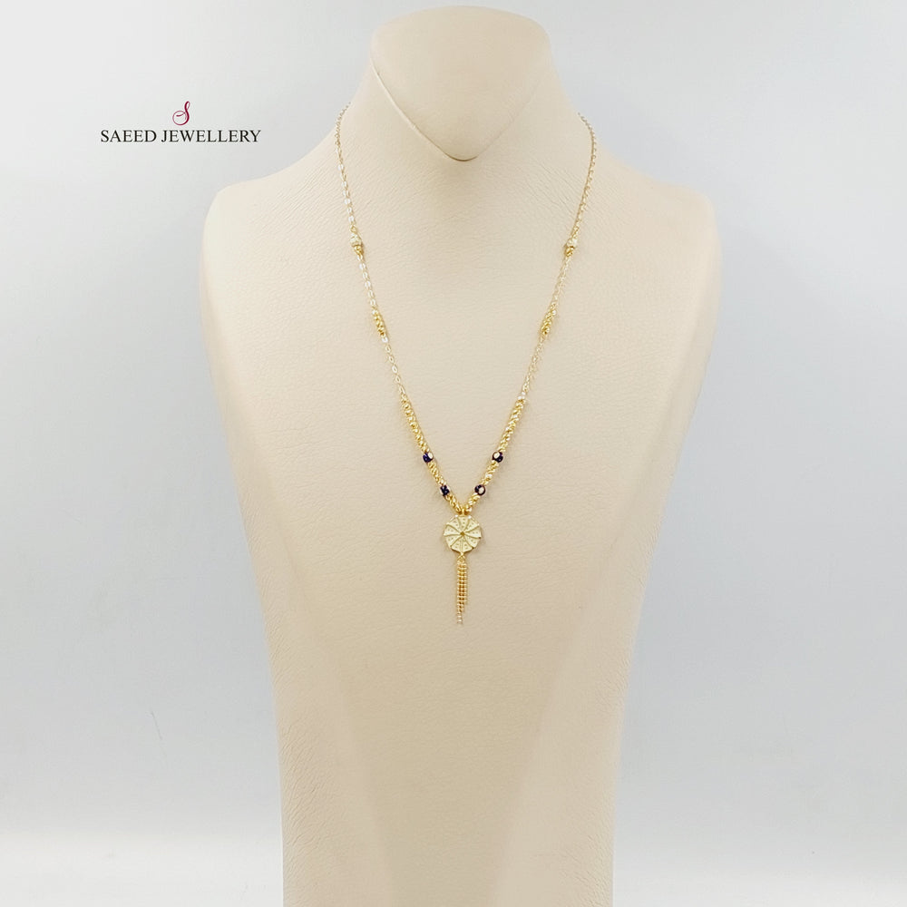 21K Gold Enameled Rose Necklace by Saeed Jewelry - Image 2