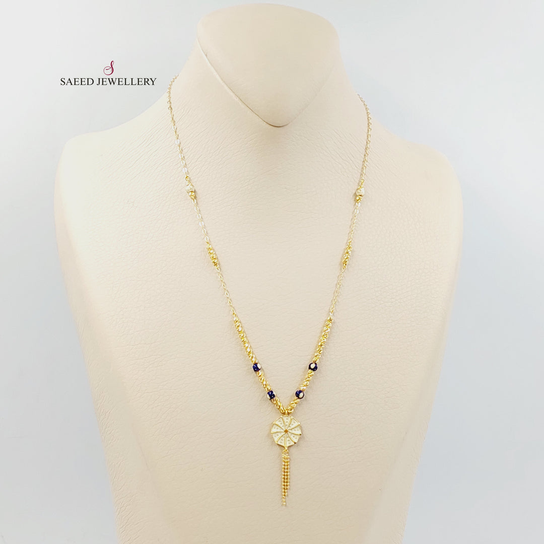 21K Gold Enameled Rose Necklace by Saeed Jewelry - Image 9