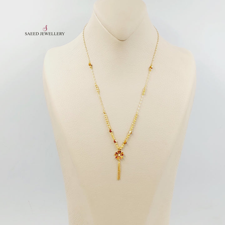 21K Gold Enameled Rose Necklace by Saeed Jewelry - Image 1